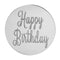 Cupcake Topper - Happy Birthday - Silver Acrylic Disc