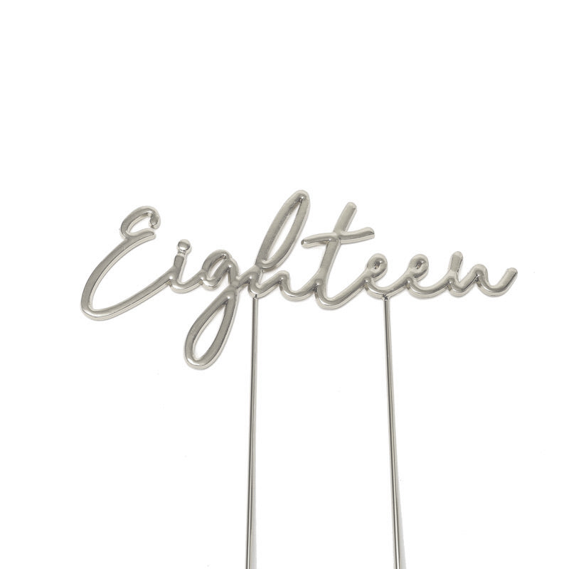 Eighteen - Silver Plated Cake Topper