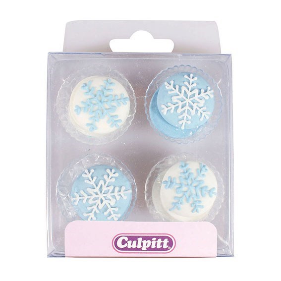 Sugar Decorations - Snowflake Cupcake Toppers 12pk