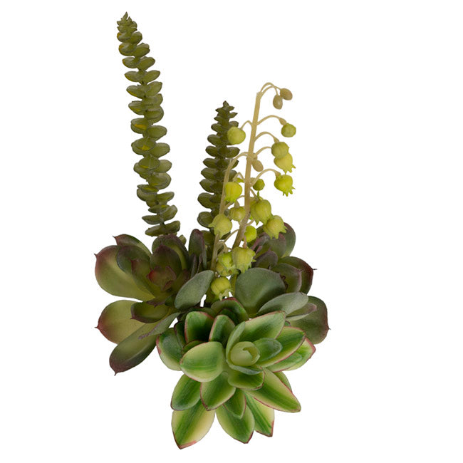 Floristry - Mixed Greens Succulent Spray Artificial Flowers