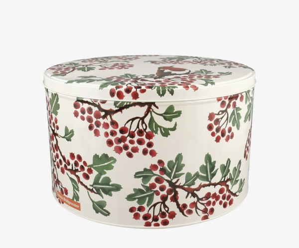 Cake Storage Tin - Christmas Holly 24cm (Large) Round