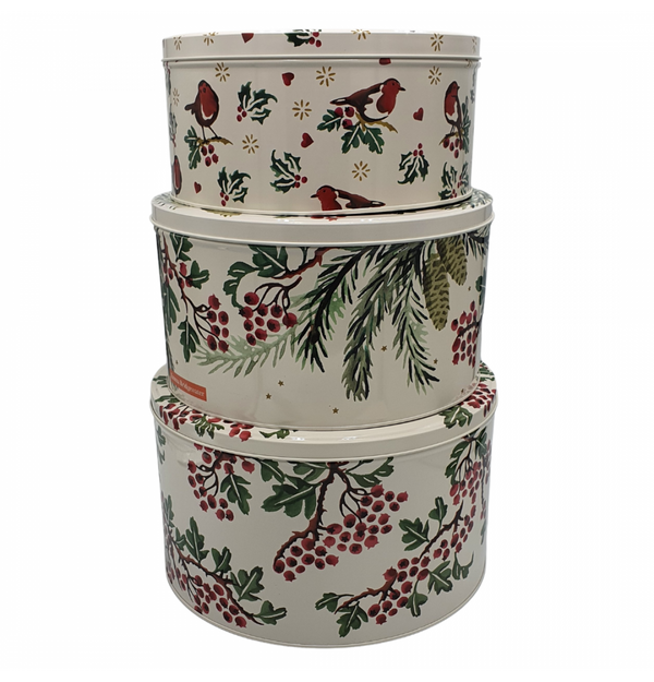 Cake Storage Tin - Christmas Holly 19cm (Small) Square