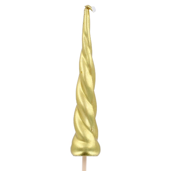 Candle - Gold Unicorn Horn ( 100mm / 4 inch tall )