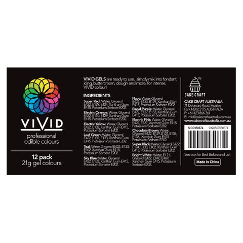 Vivid Gel Paste Food Colour Set - 12pk (x21g)