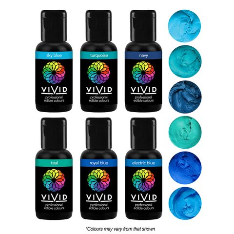 Vivid Gel Paste Food Colour Set - Ocean 6 Pack (x21g)