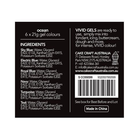 Vivid Gel Paste Food Colour Set - Ocean 6 Pack (x21g)