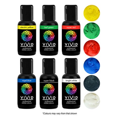 Vivid Gel Paste Food Colour Set - Primary 6 Pack (x21g)