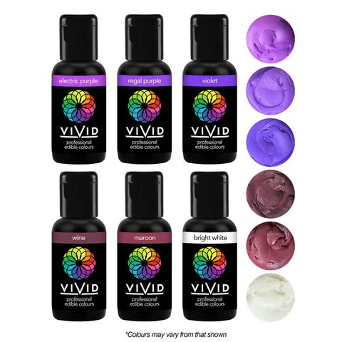 Vivid Gel Paste Food Colour Set - Purple Reign 6 pack (x21g)