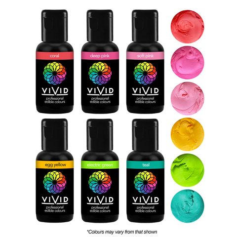 Vivid Gel Paste Food Colour Set - Tropical 6 Pack (x21g)