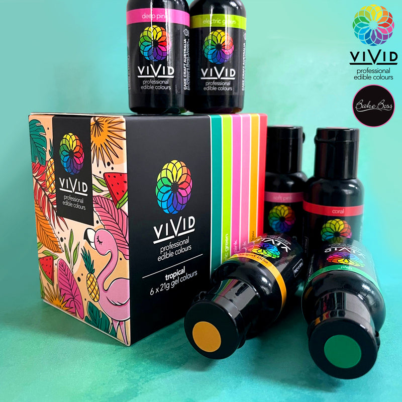 Vivid Gel Paste Food Colour Set - Tropical 6 Pack (x21g)