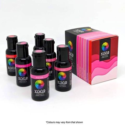 Vivid Gel Paste Food Colour Set - Pink Passion 6 pack (x21g)