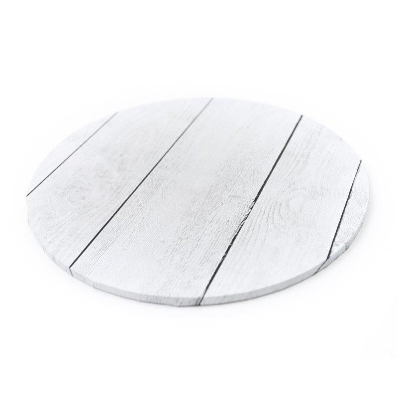 White Planks ( Wood Timber ) Print - Round MDF Cake Boards