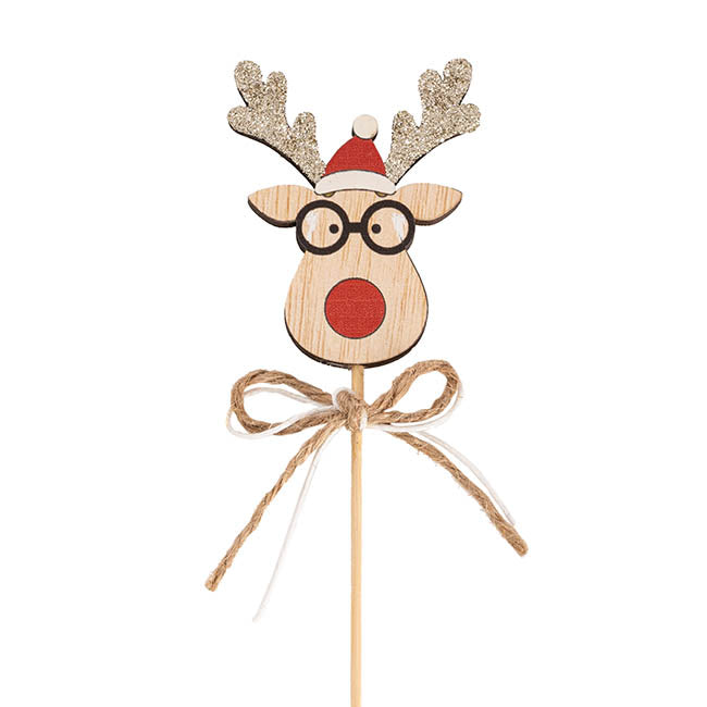 Cake Topper - Wooden Reindeer Christmas Pick