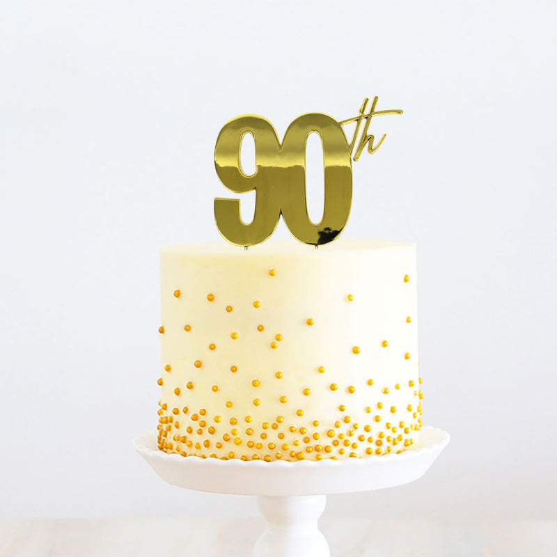 Cake Toppers - 90th - Gold Plated Metal
