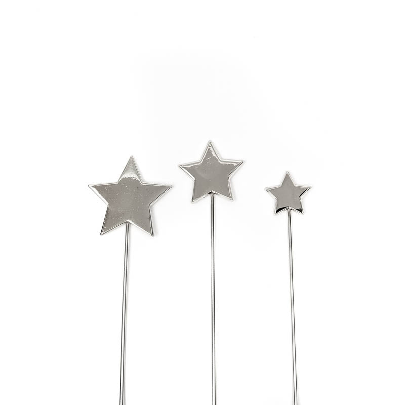 Cake Toppers - Trio of Stars - Silver Plated