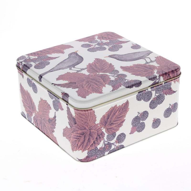 Cake Storage Tin Blackbird Bramble 19cm (Small) Square by