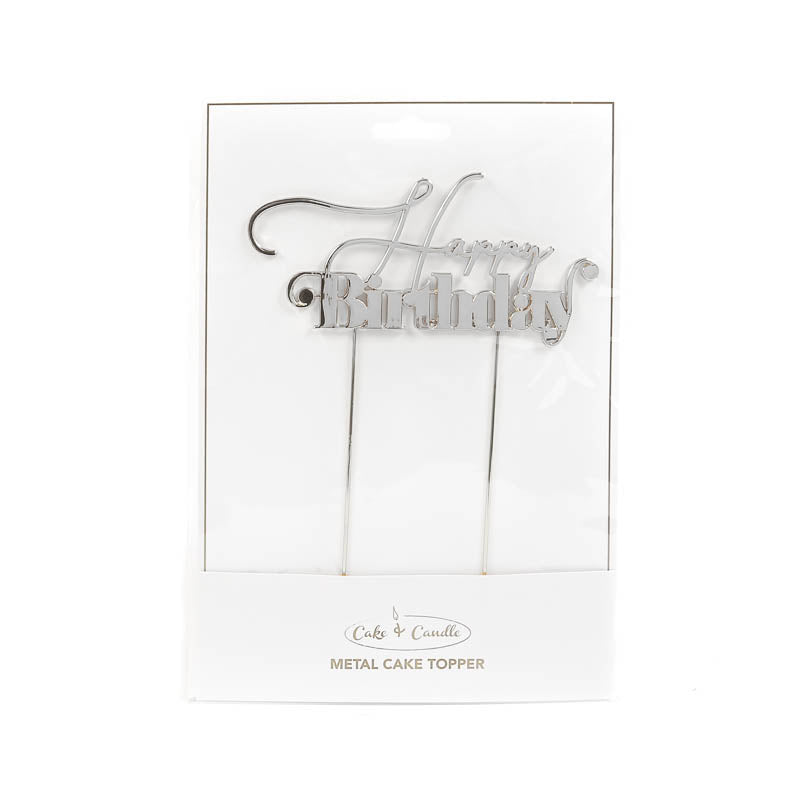 Cake Topper - Happy Birthday (V1) - Silver Plated