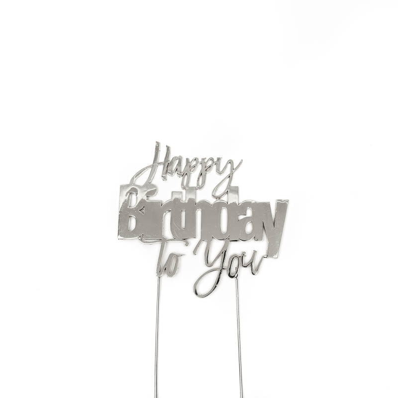 Cake Topper - Happy Birthday to You - Silver Plated