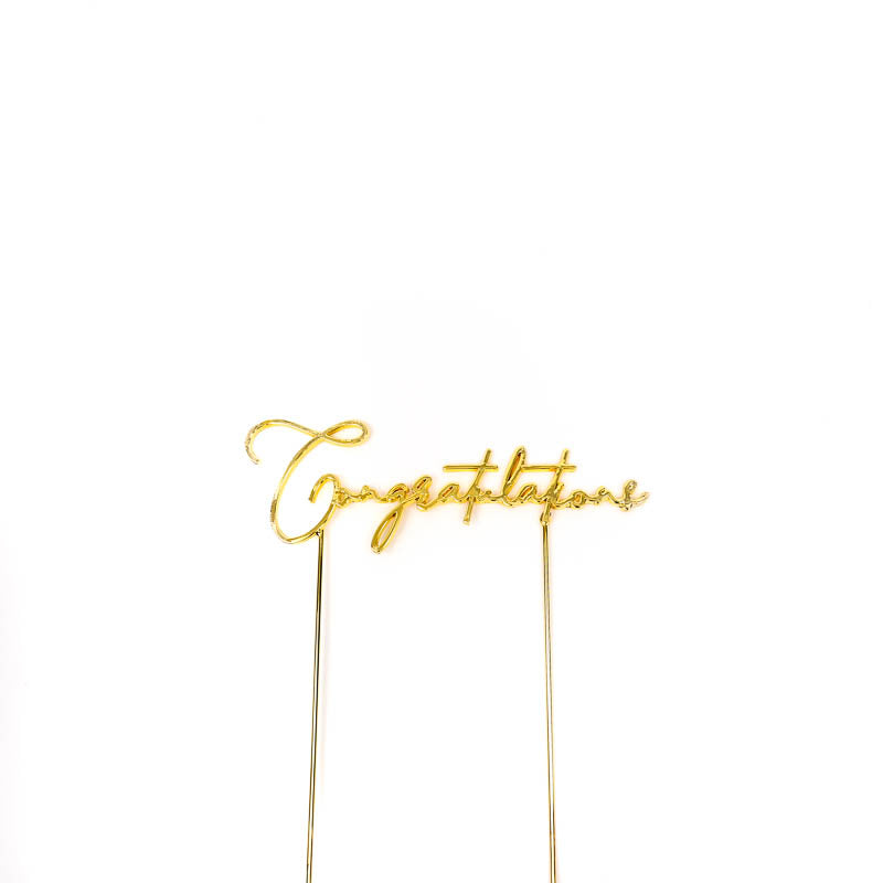 Cake Toppers - Congratulations - Gold Plated Metal