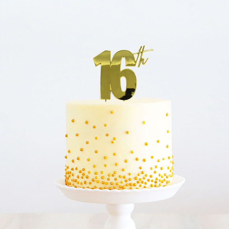 Cake Toppers - 16th - Gold Plated Metal
