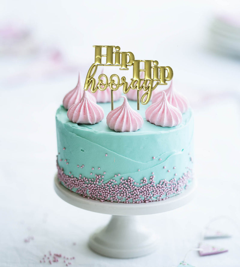 Hip Hip Hooray Gold Plated Cake Topper