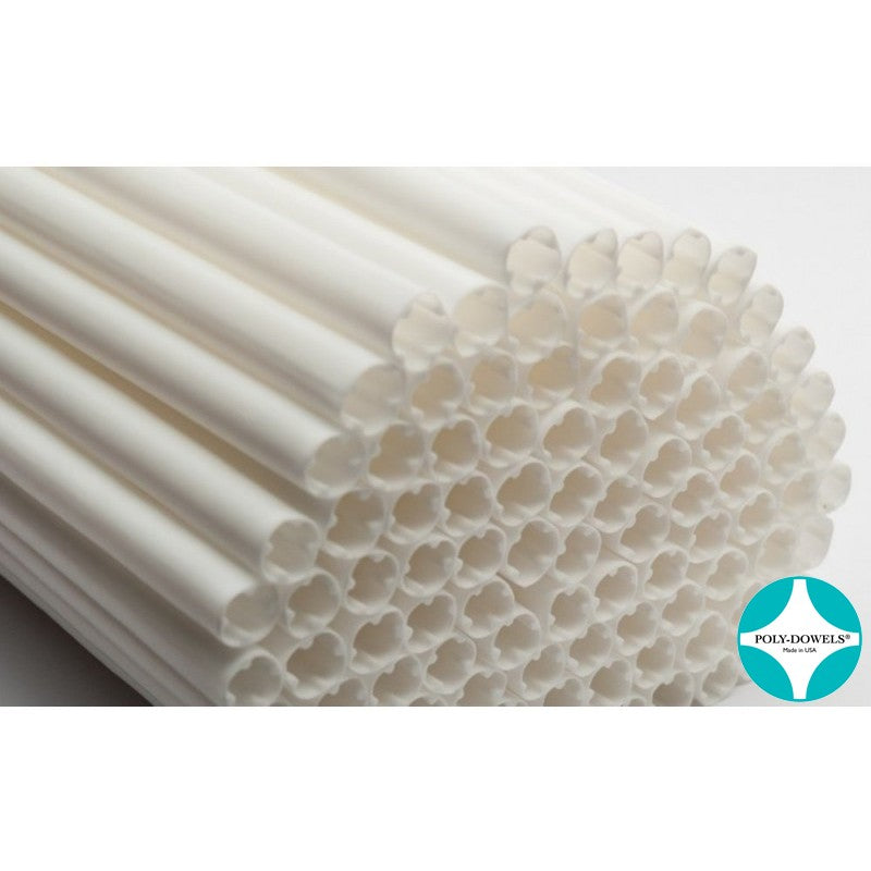 Large White Poly Dowels - 16 inch length