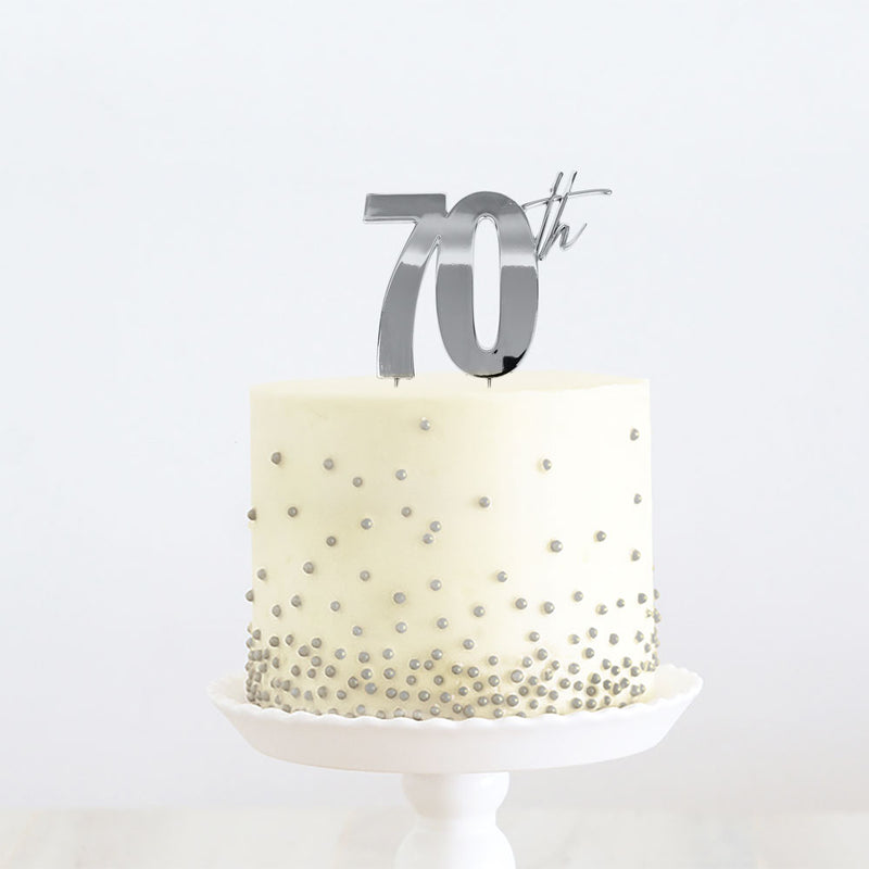 Cake Toppers - 70th - Silver Plated Metal
