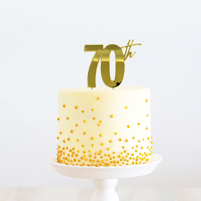 Cake Toppers - 70th - Gold Plated Metal