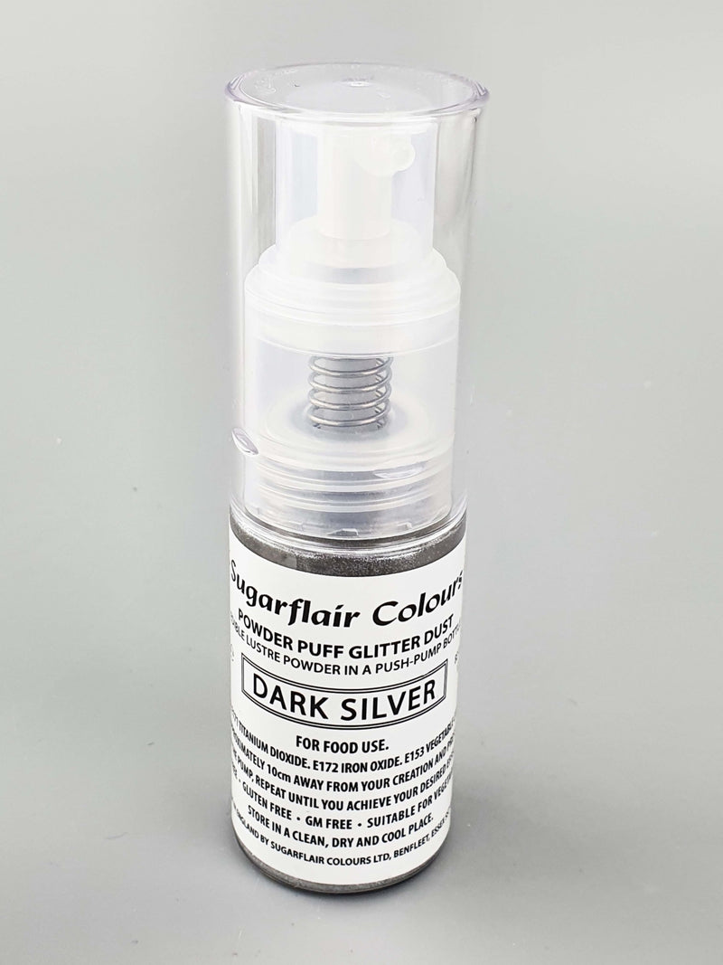 Dark Silver Powder Puff Glitter Pump