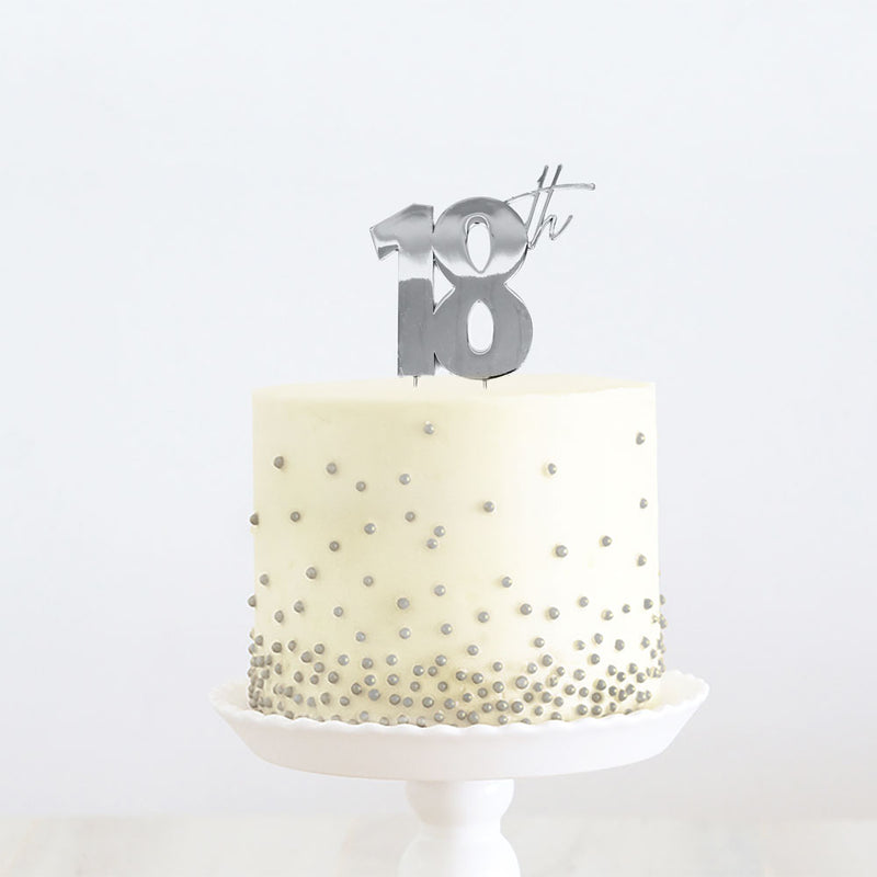 Cake Toppers - 18th - Silver Plated Metal