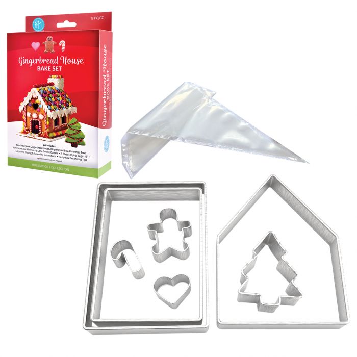 Gingerbread House Baking Set - 7 piece cutter & piping bags