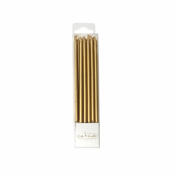 Candles:  Gold 12cm Tall Candles - 12pk