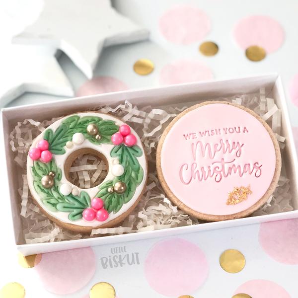 Cookie Cutter & Embosser Set - Christmas Wreath - by Little Biskut