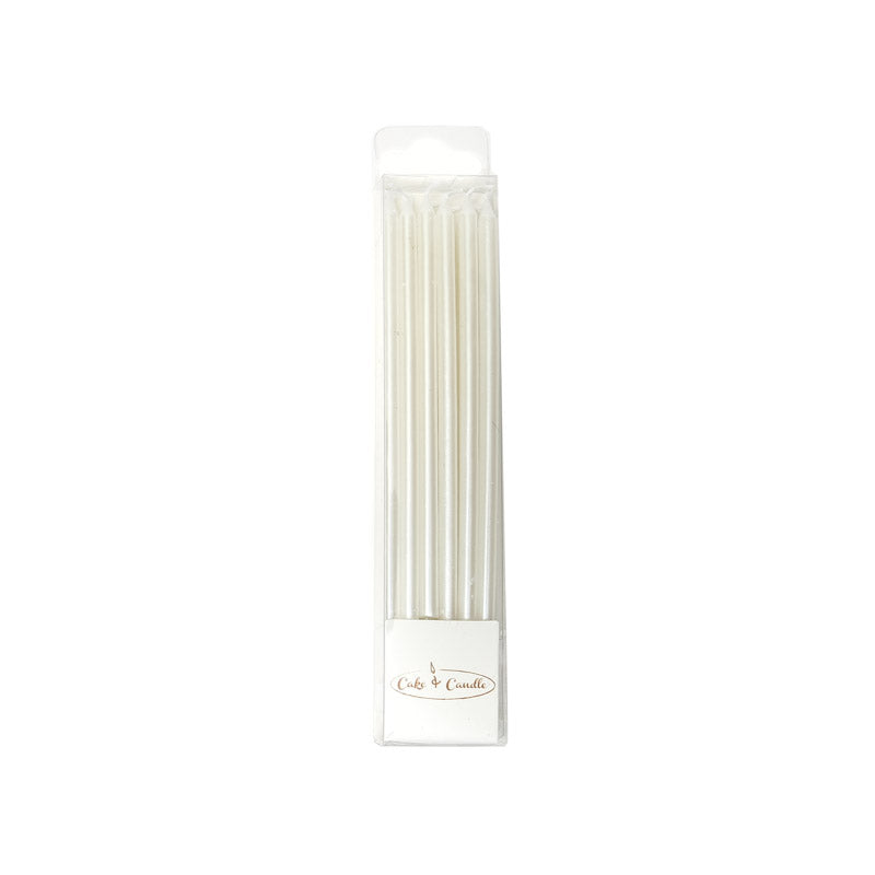 Candles:  Pearl White 12cm Tall Candles - 12pk