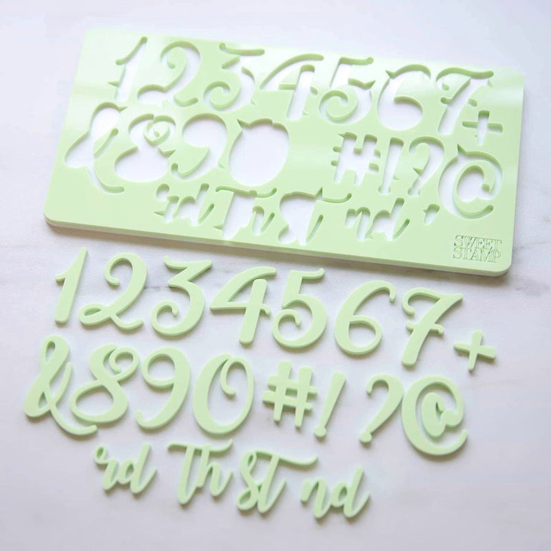 Curly - Numbers & Symbols Set - Sweet Stamp - Lime