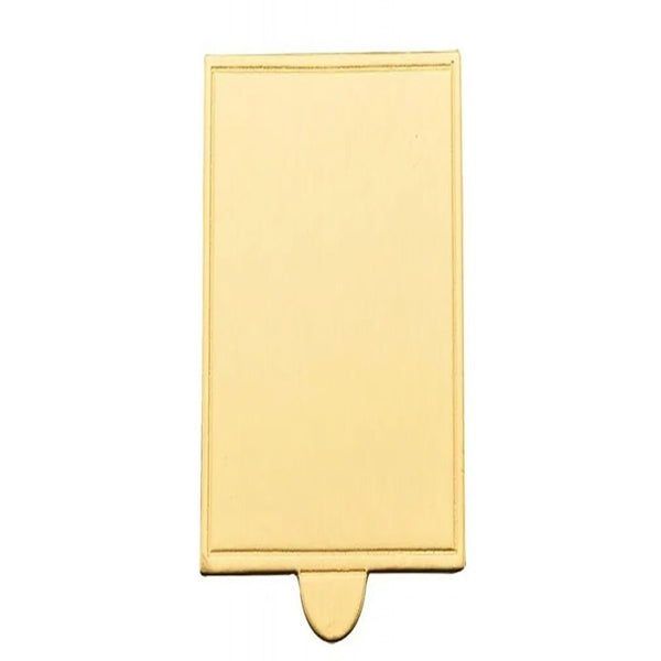 Rectangle Cardboard Cake Board - 5.5cm x 12cm Gold Dessert Board with Tab