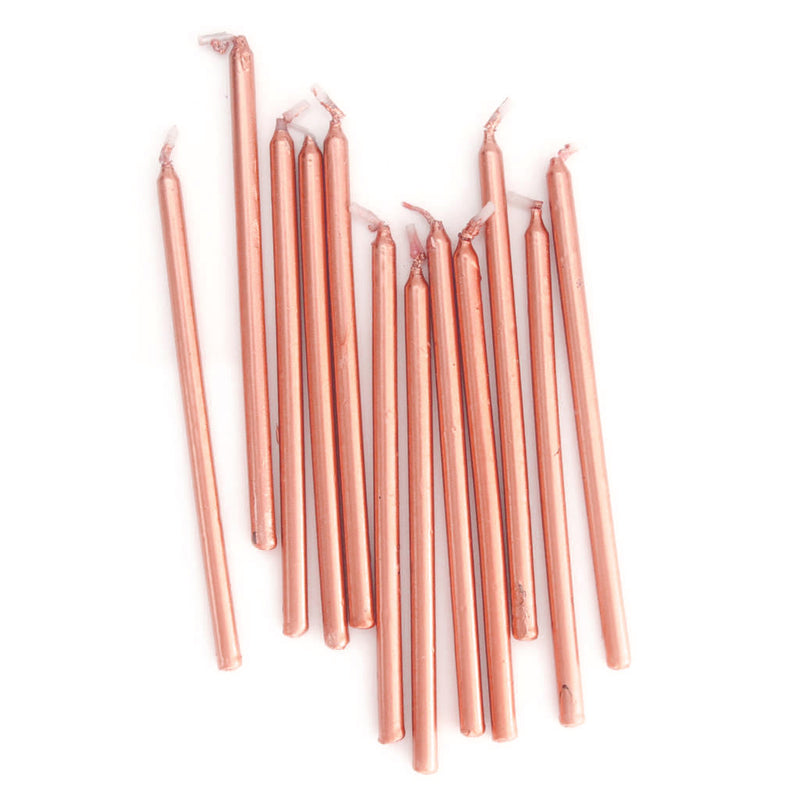 Candles:  Rose Gold 12cm Tall Candles - 12pk