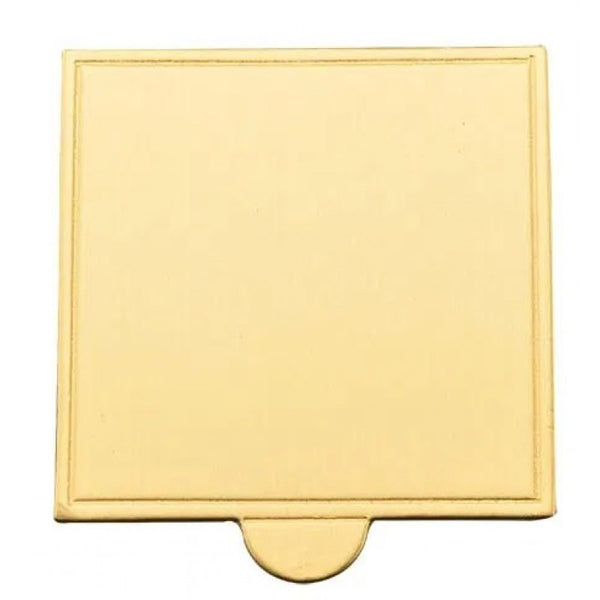 Square Cardboard Cake Board - 7cm Gold Dessert Board with Tab