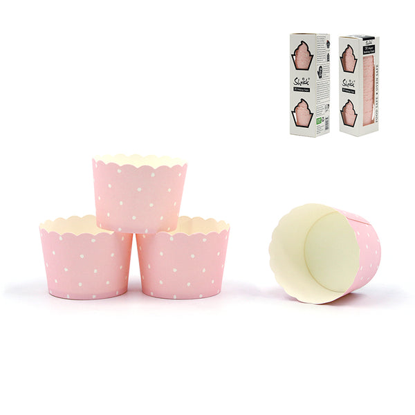 Cupcake Cups - Pink Dots Self Standing Baking Cups 25pk